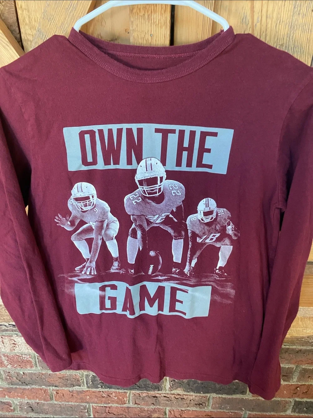 Children’s place Maroon 'Own The Game' Long-Sleeve Tee size 10-12.